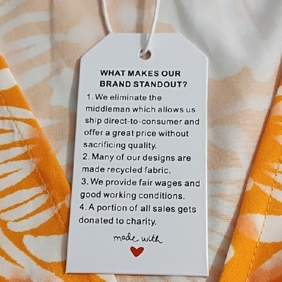 Orange and White Border Print Empire Waist Cool Loose Dress V-neck Pockets - Picture 11 of 16